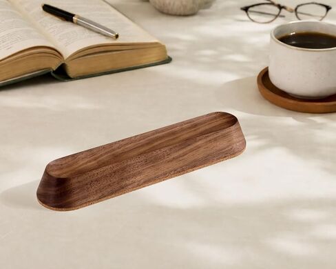 Wood Pen Tray, Wooden Pen Holder, Minimalist Pen Rest, Wooden Desk Organizer Tray (WALNUT) in Saudi Arabia