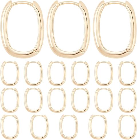 Sunnyclue 1 Box 20pcs REAL 18K GOLD BRASS HUGGIE HOPRING ARCRINGS OVAL CONRING HOABS BROUK METLAY RING RING TIPE in Saudi Arabia