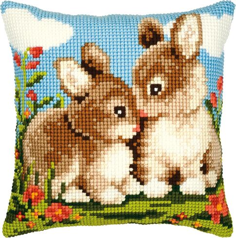 Vervaco Rabbits Cushion Front - Cross Stitch Kit in Saudi Arabia