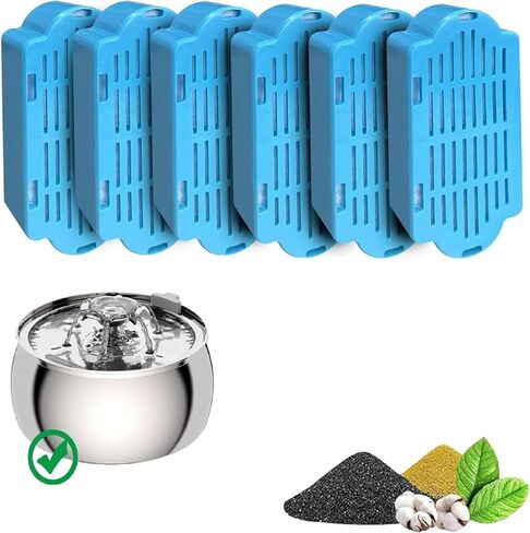 نافورة Tomxcute Cat Water - بنورة تصميم زهرة 4.0L/135 أوقية للشرب - نافورة كبيرة من الفولاذ المقاوم للصدأ - تأتي مع 3 مرشحات بديلة in Kuwait