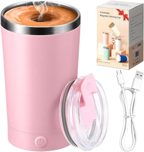 hatisan Self Stirring Coffee Mug With Lid Electric High Speed Self Stirring Mug 400ml Rechargeable Detachable Stainless Steel Self Stirring Cup for Coffee, Milk, Cocoa Christmas Gift(Black) in Saudi Arabia