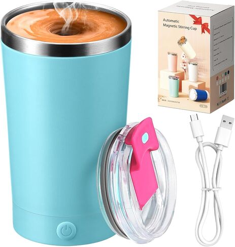hatisan Self Stirring Coffee Mug With Lid Electric High Speed Self Stirring Mug 400ml Rechargeable Detachable Stainless Steel Self Stirring Cup for Coffee, Milk, Cocoa Christmas Gift(Black) in Saudi Arabia