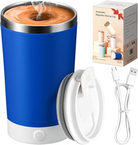 hatisan Self Stirring Coffee Mug With Lid Electric High Speed Self Stirring Mug 400ml Rechargeable Detachable Stainless Steel Self Stirring Cup for Coffee, Milk, Cocoa Christmas Gift(Black) in Saudi Arabia