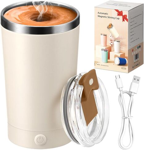 hatisan Self Stirring Coffee Mug With Lid Electric High Speed Self Stirring Mug 400ml Rechargeable Detachable Stainless Steel Self Stirring Cup for Coffee, Milk, Cocoa Christmas Gift(Black) in Saudi Arabia