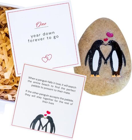 الذكرى السنوية للزفاف ، هدية Penguin Pebble - سنوات لأسفل ، إلى الأبد للذهاب إلى بطاقة "ومربع للذكرى السنوية السعيدة - هدية فريدة للزوج ، الزوجة ، صديقها ، صديقة - 1 العاشرة الخامس عشر من العمر in Kuwait