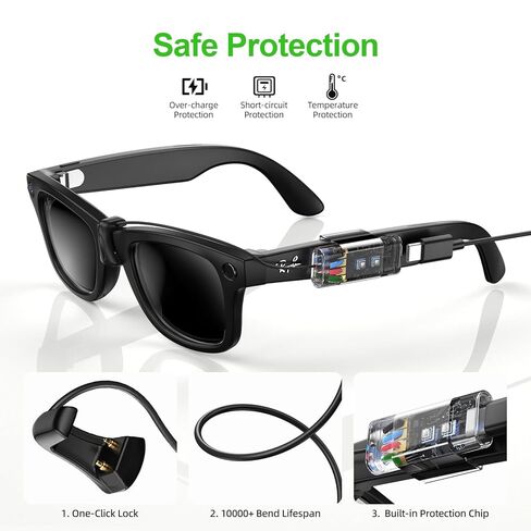 كابل شحن PnTnFly متوافق مع نظارات Ray-Ban Oakley Meta الذكية، كابل USB C محمول متوافق مع Wayfarer وSkyler وHeadliner وHSTN ملحقات شحن النظارات الشمسية in Kuwait