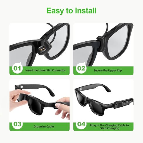 كابل شحن PnTnFly متوافق مع نظارات Ray-Ban Oakley Meta الذكية، كابل USB C محمول متوافق مع Wayfarer وSkyler وHeadliner وHSTN ملحقات شحن النظارات الشمسية in Kuwait
