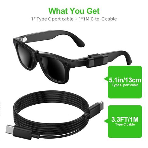 كابل شحن PnTnFly متوافق مع نظارات Ray-Ban Oakley Meta الذكية، كابل USB C محمول متوافق مع Wayfarer وSkyler وHeadliner وHSTN ملحقات شحن النظارات الشمسية in Kuwait