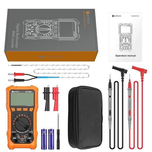Neoteck 6000 Counts Digital Multimeter for DC AC Voltage/Current TRMS Voltmeter with Test Probe Auto Range Multimeter with NCV Live for Temperature Capacitance Resistance Diode Continuity-Orange in Saudi Arabia