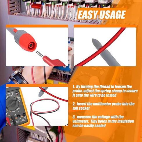HUAREW Heavy Duty Wire Piercing Probe Insulation Piercing Clip Set with 4mm Push Banana Plug for Multimeter Test Leads Multi Testers Needle Accessories in Saudi Arabia