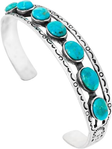 Turquoise Bracelet Sterling Silver 925 Genuine Gemstones Cuff Bracelet in Saudi Arabia