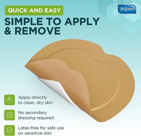 Inspire Sacral Silicone Foam Dressing Large Waterproof Bandages for Wounds, Burns & Bed Sores Safe for Sensitive Skin, Adhesive Pad Sacrum Dressings for Post-Surgery Wound Care (7 x 7 in) (15 Pack) in Saudi Arabia