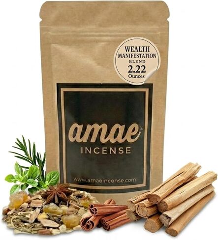 Wealth Manifestation Blend, Earthy Woodsy Scent, Frankincense tears, Sandalwood, Cinnamon, Copal and More.- Natural Resin, Essences & Herbs Mix, 1.19 Ounces. in Kuwait