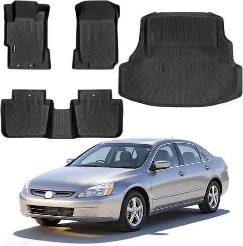 Floor Mats & Cargo Liner Compatible with 2008-2012 Honda Accord(Only Sedan) LX/SE/EX,All Weather Protection TPE, Anti-Slip Floor Mats & Trunk Mat Fit for Accord 2008 2009 2010 2011 2012 Accessories in Kuwait