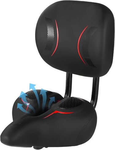 Bike Seat with Backrest - Oversized Bicycle Saddle with Back Support, Wide Bike Padded PU Cushion Saddle, Universal Saddle Replacement for Tricycle, Height Adjustable, Black Red in Saudi Arabia