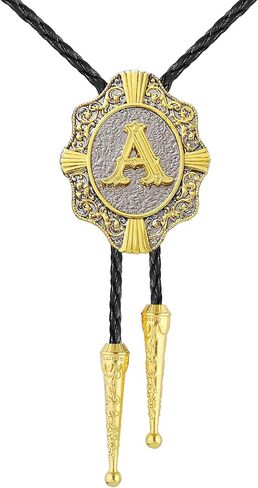 GelConnie Bolo Tie for Men Gold Western Ties Cowboy Necktie Womens Bolo Tie Leather Tie Bola Ties Initial Letter A to Z in Saudi Arabia