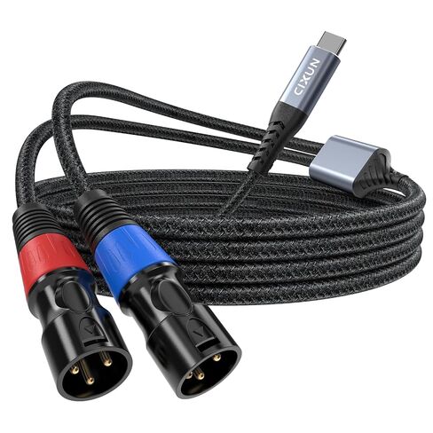 كابل صوت CIXUN USB C إلى Dual XLR ذكر، 32 بت/384 كيلو هرتز ذكر XLR إلى كابل USB C سلك ستيريو، نوع USB إلى محول كابل لمضخم صوت مكبر الصوت، وحدة تحكم الخلاط (1 متر/ 3.3 قدم) in Saudi Arabia