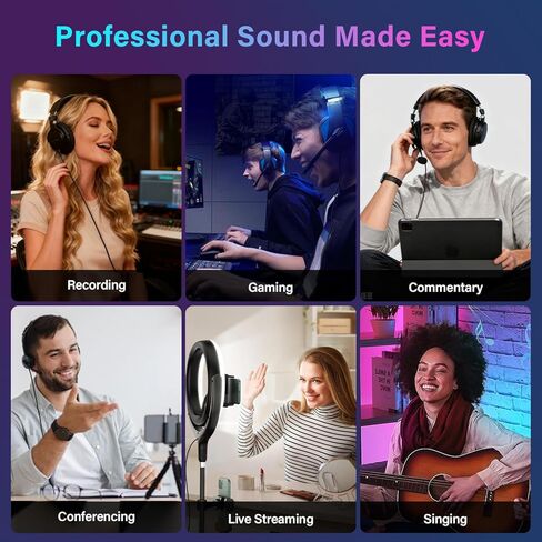 USB Microphone, Computer Condenser Mic with Noise Cancellation, Echo Mode, RGB Lighting, Mute Button, Plug & Play Gaming Mic for PC, Mac, PS5, Streaming, Recording, Podcasting & Online Meetings in Saudi Arabia