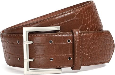 SANSTHS Women Wide Leather Belt for Dresses Jeans Fashion Gold Buckle Ladies Waist Thick Belt in Saudi Arabia