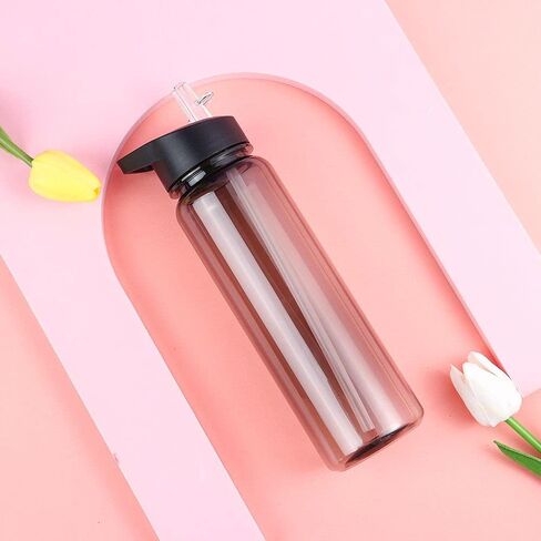750ml Sport Portable with Straw Drinking Cup Water Bottles Food Degree Plastic Clear(black) in Saudi Arabia