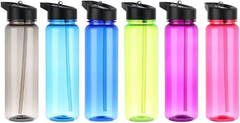 750ml Sport Portable with Straw Drinking Cup Water Bottles Food Degree Plastic Clear(black) in Saudi Arabia