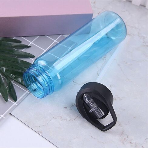 750ml Sport Portable with Straw Drinking Cup Water Bottles Food Degree Plastic Clear(black) in Saudi Arabia