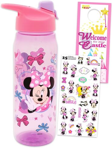 Disney Minnie Mouse Water Bottle Bundle School Supplies Set with 20 Oz Drinking Cup, Stickers, More | Minnie Mouse Reusable Water Bottle Set in Saudi Arabia