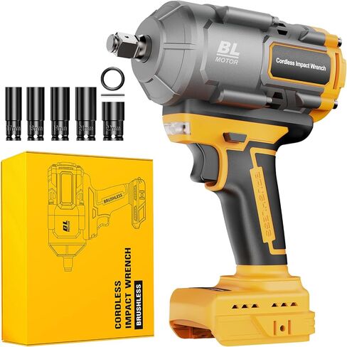 Cordless Impact Wrench 1/2 Inch for De-Walt 20V Battery, 1200N.m High Torque Brushless Electric Impact Gun, 3-Speed, 5 Sockets, Power Impact Driver for Car Tires, Auto Repair(No Battery) in Kuwait