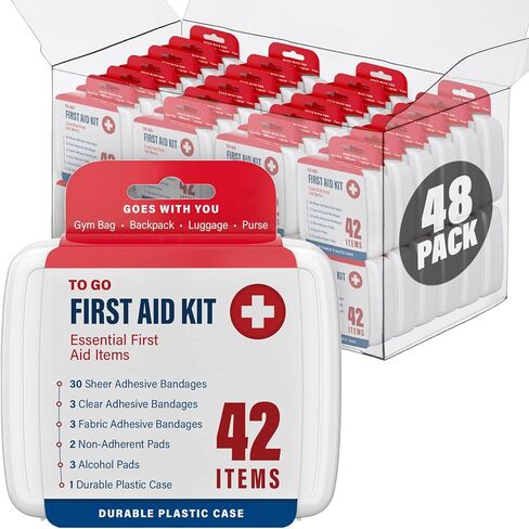 Decorrack 500 Piece First Aid Kit ، 12 صندوقًا فرديًا من 42 عنصرًا لكل منهما ، مجموعة الإسعافات الأولية للسيارة ، المنزل ، المدرسة ، المكتب ، القطع الطفيفة ، الخدوش ، السفر ، الرياضة ، الرحلات الميدانية أو التخييم (500 ٪ ، 12 حزمة) in Kuwait