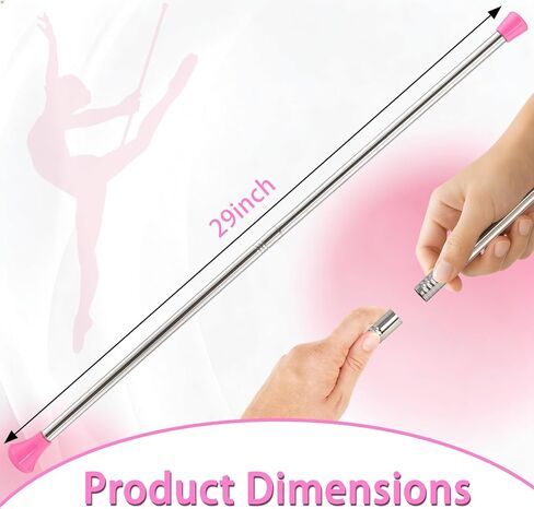 Quynhni Dance Baton,Batons for Twirling 22 inches Stainless Steel Material Gymnastics Wand and 3 Rainbow Hair Bands Suitable for Beginners Silver and Pink in Saudi Arabia