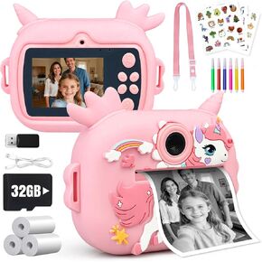 Kids Camera Instant Print – 2.4" HD Screen Digital Camera for Kids Ages 3+ with Auto Focus, Photo Filters, Educational Games, and Instant Black & White Printing, Gift for Kids (Lavender Blush) in Kuwait