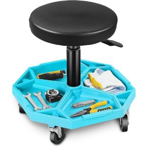 Magshion Adjustable Mechanics Stool with Wheels – 300 lbs Capacity Rolling Shop Stool for Garage & Workshop, Pneumatic Height Adjustable Work Chair with Tool Tray (Red) in Kuwait