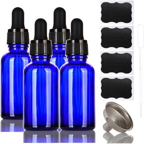 ALIFEIA 1 oz Blue Glass Dropper Bottles,4 Pack 30ml Empty Reusable Leak Proof Thick Tincture Bottles for Essential Oils,Hair Oil,Liquids,Laboratory,Pharmacist Bottle,Massage,Perfumery Aromatherapy in Kuwait