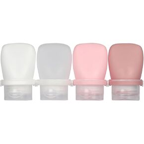 زجاجات سفر 1 أوقية لأدوات النظافة ، حاويات حجم السفر المعتمدة من TSA المعتمدة من السيليكون (4 عبوات)-زجاجات قابلة لإعادة الاستخدام للشامبو وغسل الجسم وغسولها. in Kuwait