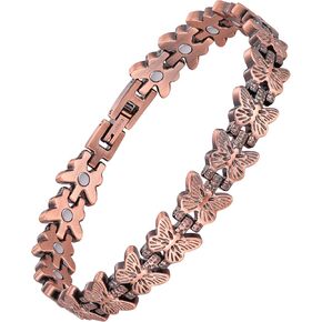 Jecanori 5X Strength Magnetic Copper Bracelet for Women —Updated 5,000 Gauss Ellipse Magnets — Premium Butterfly Clasp & Adjustable Length in Kuwait