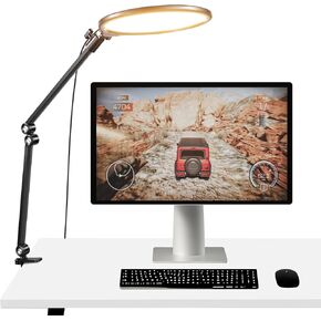 NEWER BASICS 18W 7 "مصباح حلقة المكتب مع حامل ، ذراع قابلة للطي ، مشبك C ، ملء الشاشة LED Circle Ringlight لمؤتمر الفيديو الإضاءة البث الماكياج Makeup Phone Computer Computer Zoom ، R18 in Kuwait