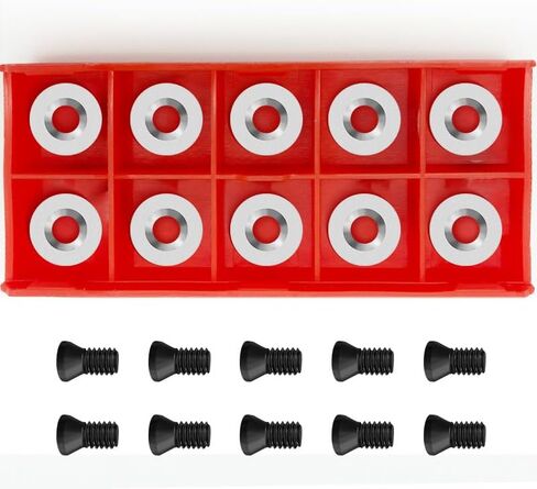 إدراج Carbide مستدير 16 مم لقطن الخشب القابل للفهرسة كاربايد كاربايد إدراج مجموعة نوبات ل DIY الخشب الخشب مخرطة تحول أدوات Hollower مع مسامير 10pcs (M5*12) in Kuwait