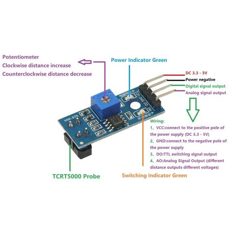 10PCS TCRT5000 Infrared Reflective IR Photoelectric Sensor Switch DC 3.3V-5V Barrier Line Track Sensor Module for Arduino in Saudi Arabia