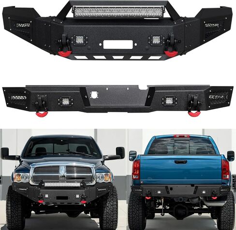 VIJAY Front and Rear Bumper Fits 1994-2002 RAM 2500丨3500 and 1994-2001 Ram 1500 with Winch Plate and Lights in Kuwait