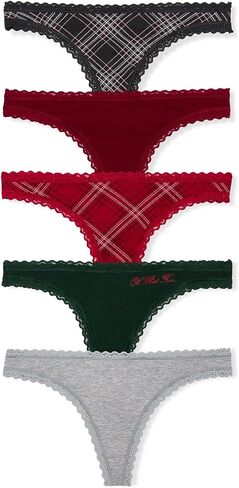 Victoria's Secret Women's Cotton Thong Underwear, Panties for Women, Pack of 5, Bridal, S in Kuwait
