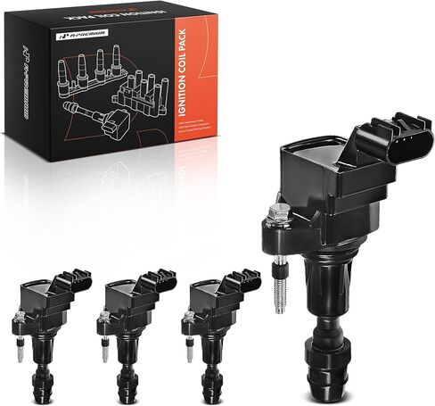 A-Premium (Red) Engine Ignition Coil Pack Compatible with Chevrolet Equinox, Malibu, Captiva Sport, HHR, Cobalt & GMC Terrain & Buick LaCrosse, Verano, Regal & Saab 9-5 & Fisker & Pontiac, 4-PC Set in Saudi Arabia