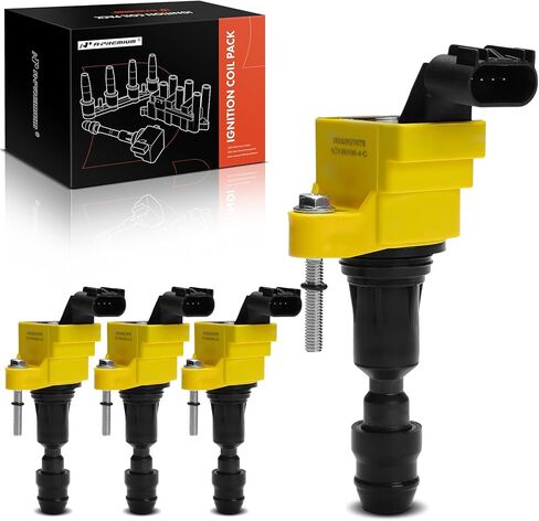 A-Premium (Red) Engine Ignition Coil Pack Compatible with Chevrolet Equinox, Malibu, Captiva Sport, HHR, Cobalt & GMC Terrain & Buick LaCrosse, Verano, Regal & Saab 9-5 & Fisker & Pontiac, 4-PC Set in Saudi Arabia