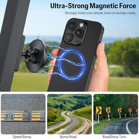 OMOTON Golf Cart Phone Holder, Mount for MagSafe iPhone 17 16 15 14 13 12, Universal Super Magnet Base, 360° Rotatable, Fits EZGO Club Car Yamaha Icon & Gym, Golf Cart Accessories Gift for Golfers in Saudi Arabia