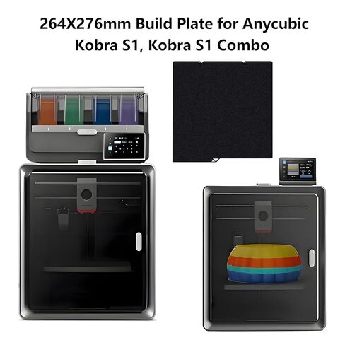 لوحة بناء PEI سوداء مزدوجة الجانب لـ Anycubic Kobra S1، منصة سرير مطبوعة PEI مزخرفة، ملاءة مرنة من الفولاذ الزنبركي لـ Kobra S1، Kobra S1 Combo، 264X276MM in Kuwait