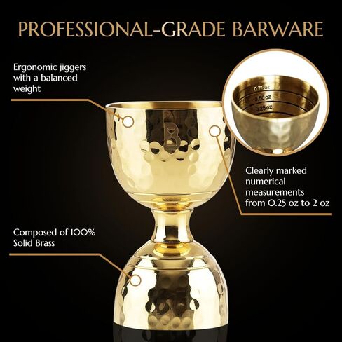 Hammered Bell Jigger من Bull In China - نحاس فاخر 100% مع قياسات من 0.25 أونصة إلى 2 أونصة للكوكتيلات والحانات والسقاة in Kuwait