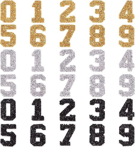 Craftdady 30pcs Glitter Rhinestone Number 0-9 Patches Hotfix Iron on Stickers ملحقات الملابس 3 ألوان ل Diy Crafts Hats Hats Decoration in Saudi Arabia