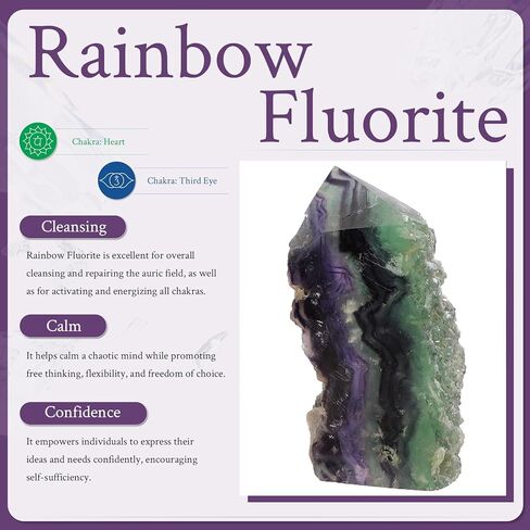 Sportmusies Natural Fluorite Crystal Mineral Specimen Decoration for Home Office, Irregular-Shaped Spiritual Stone Healing Meditation Yoga, 3.14-5.31 inches in Saudi Arabia