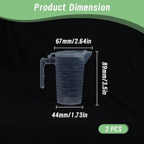 YXQ 3.5oz (100ml) قياس إبريق البلاستيك متعدد الأغراض قياس السوائل كوب مزدوج الجوانب أسود التخرج مع مقبض غطاء وصنبور لمطبخ المختبر المنزل، 2 حزمة in Saudi Arabia