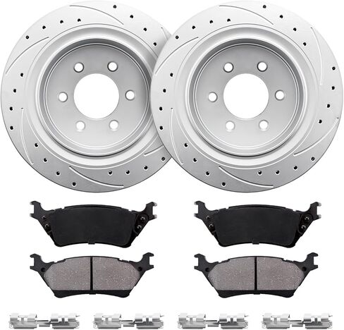 Front Disc Brakes and Rotors Geomet Drilled Slotted Replace for 10-20 Ford F-150, 10-21 Expedition, 10,12-14 Lobo, 10-21 Lincoln Navigator: 680508, AL3Z-1125-B, 7L1Z-1125-A, 8L1Z-1125-A, 54153 in Saudi Arabia