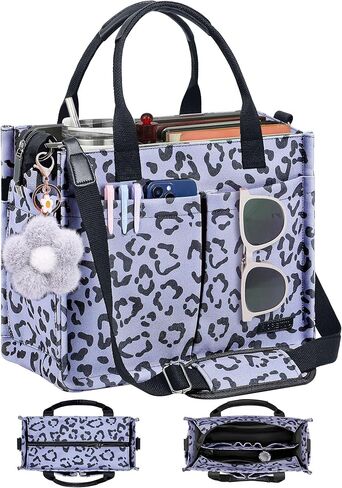 FIORETTO Womens Canvas Tote Bag Purse with Individual Compartment, Zipper Top, Reinforced Bottom & Luggage Sleeve in Kuwait